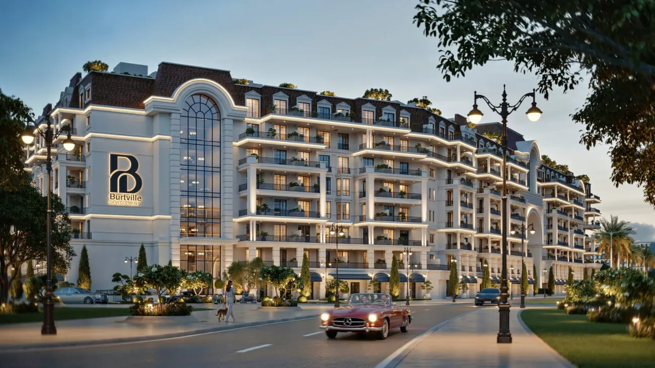 Palatial facade and grand entrance